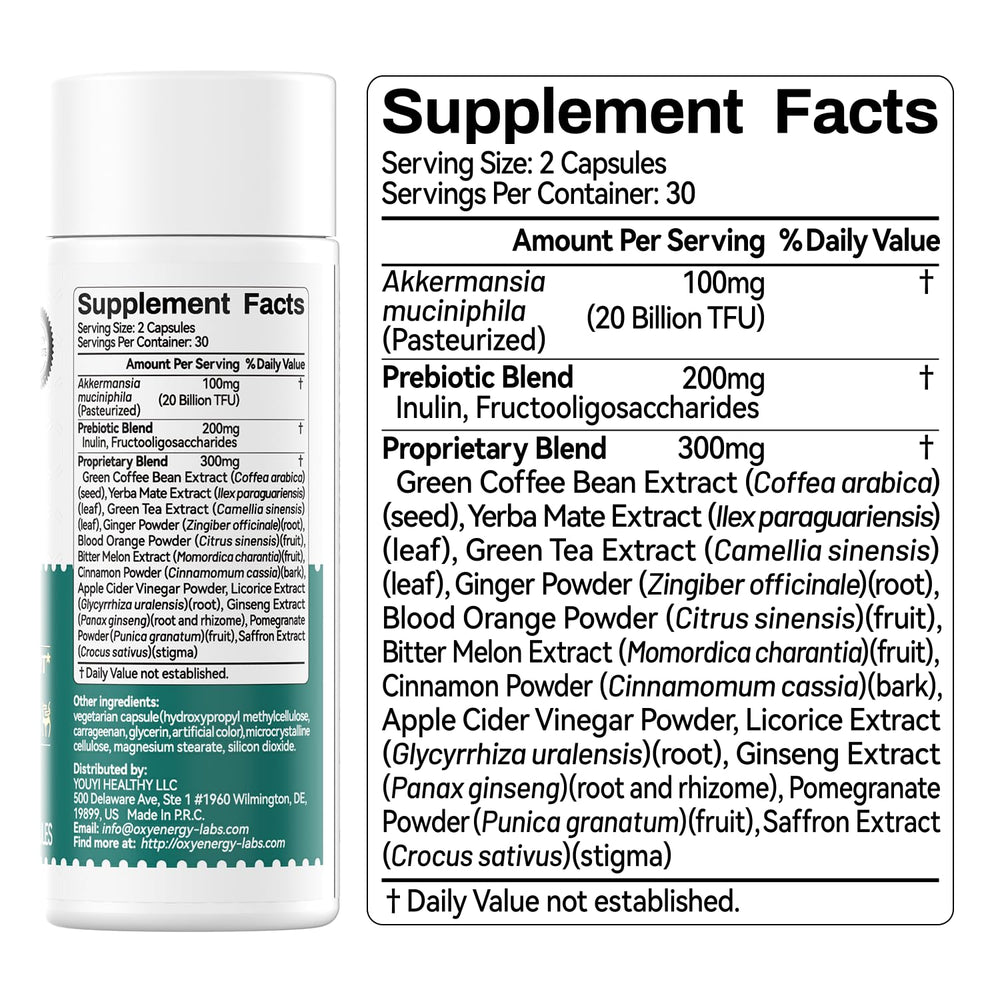 OxyEnergy non-GMO pasteurized postbiotic label details gut-friendly design