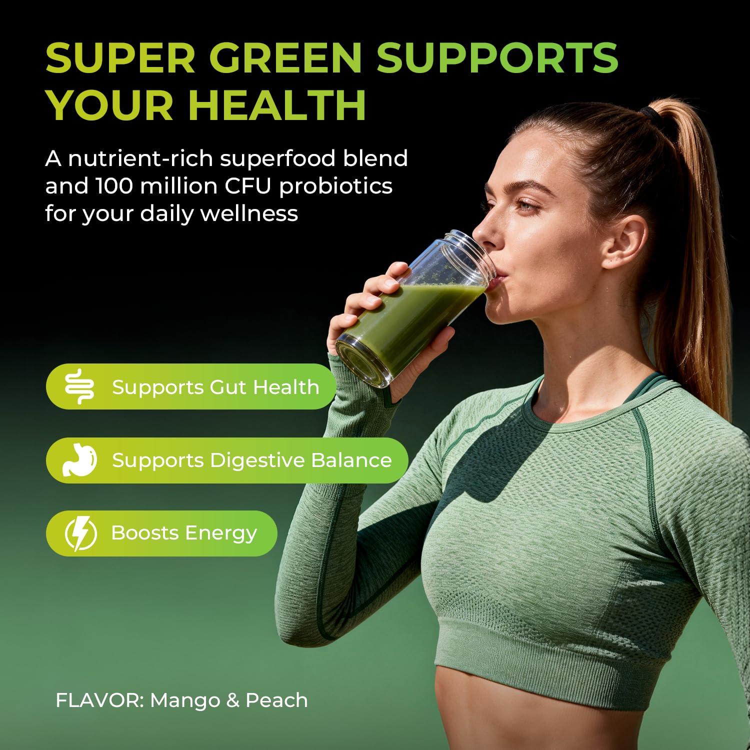 OxyEnergy blend featuring probiotics and prebiotics for gut support.