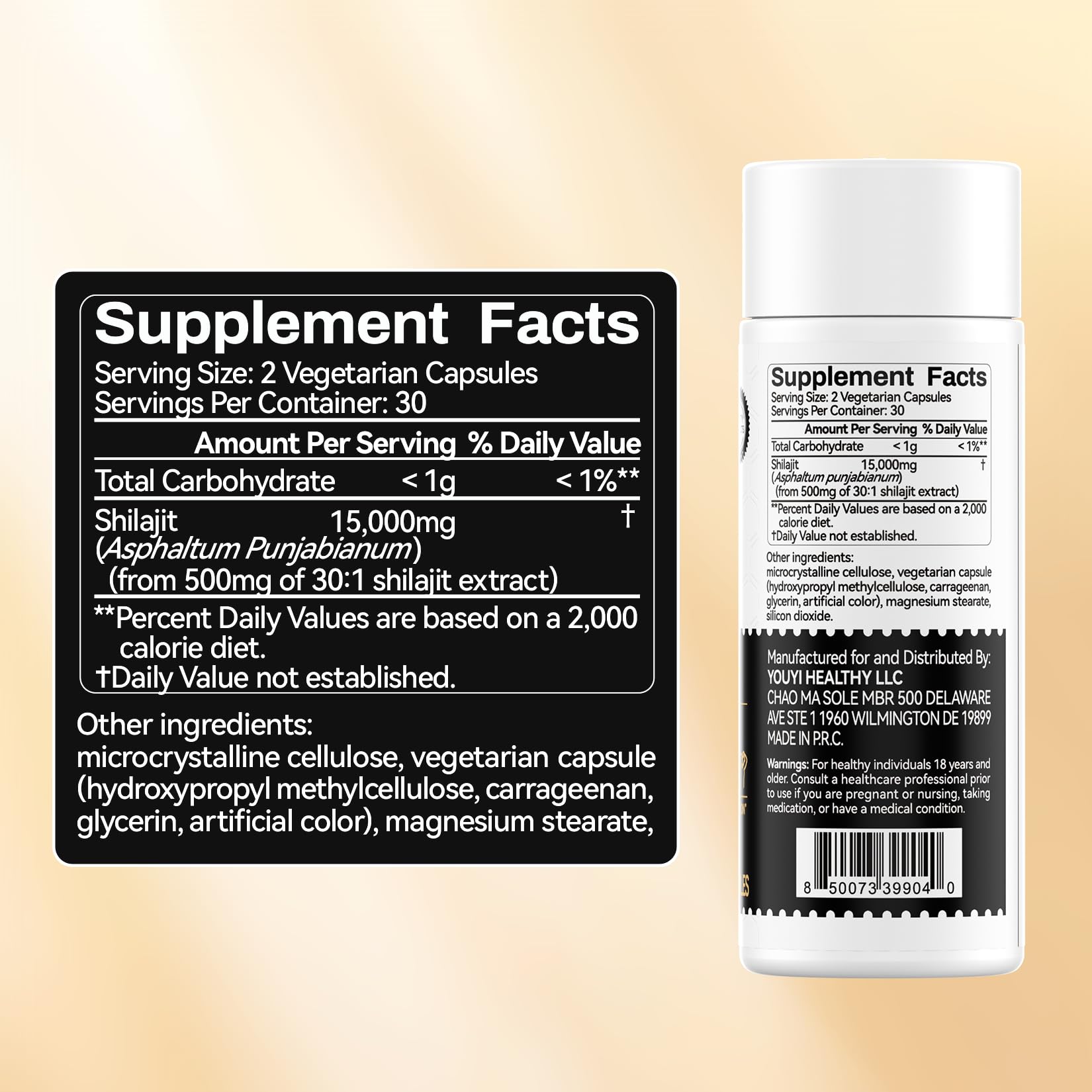 OxyEnergy Shilajit capsules in bottle, convenient daily energy and endurance support.