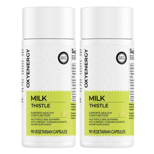 OxyEnergy silymarin milk thistle bottle highlights premium liver support potential.