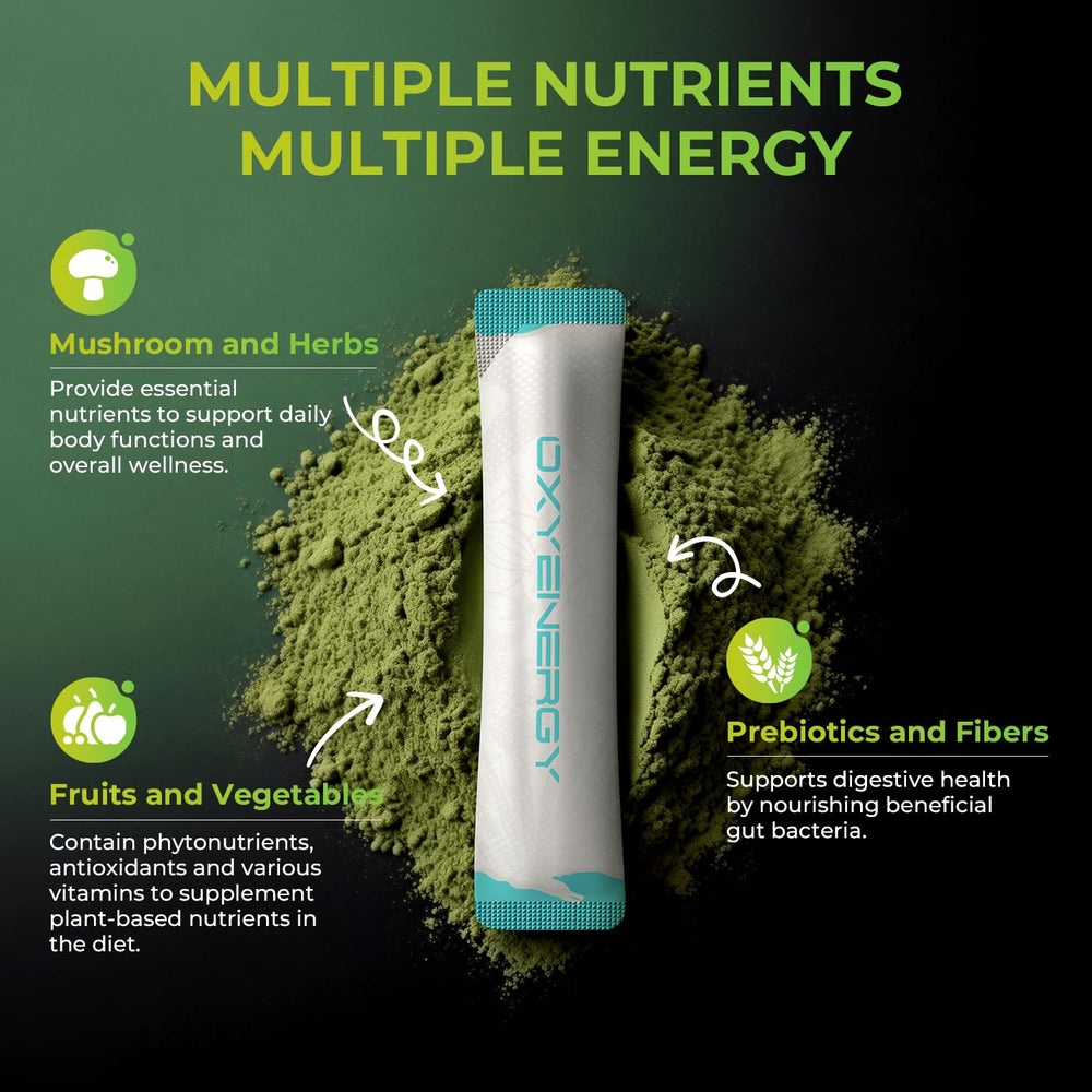 Close-up of spirulina and chlorella in the OxyEnergy blend.