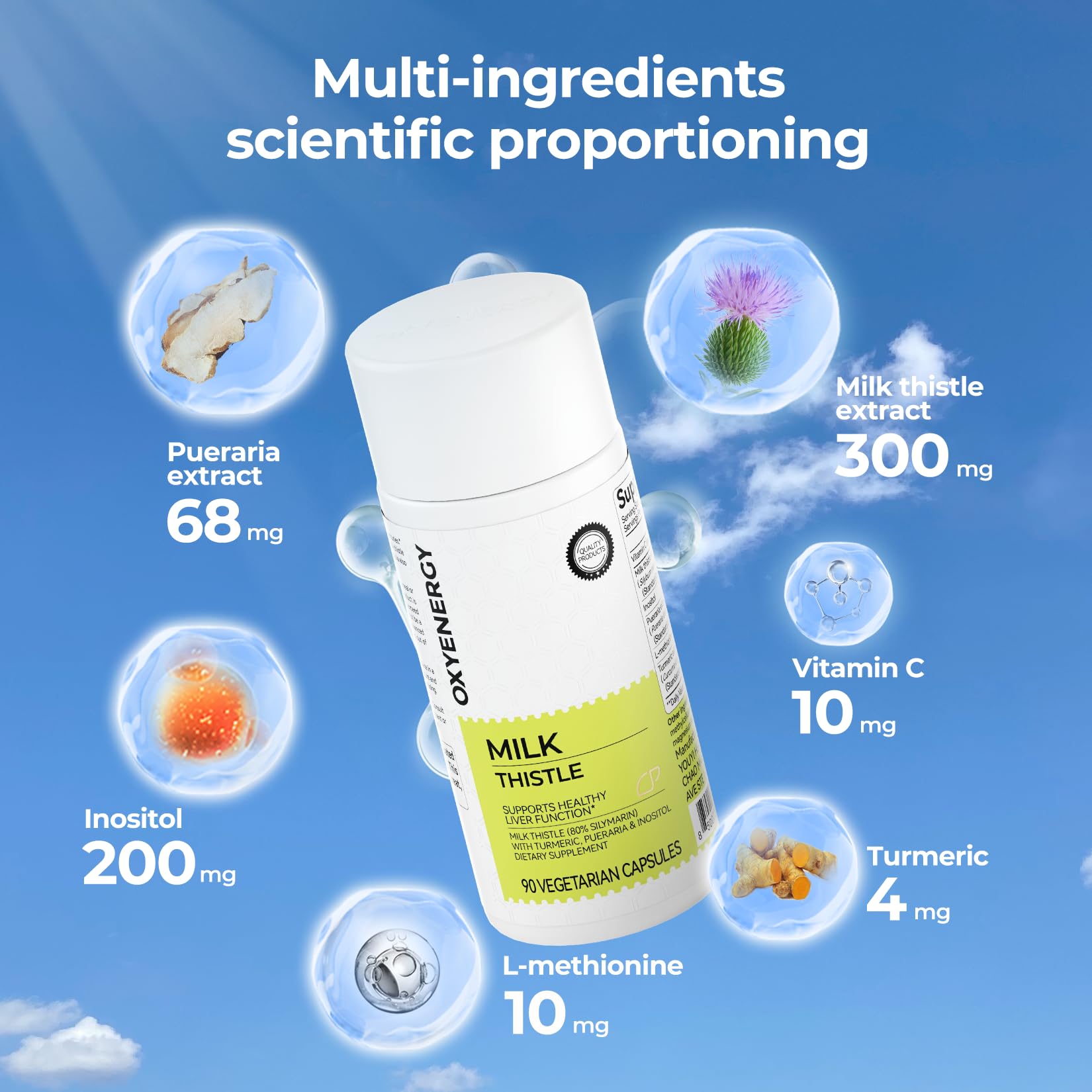 OxyEnergy vitamin C and inositol blend label emphasizes antioxidant and detox support.