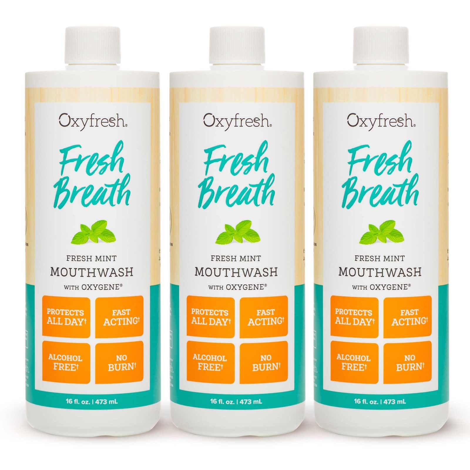 Oxyfresh fresh mint mouthwash bottle—alcohol-free and gentle for daily fresh breath.