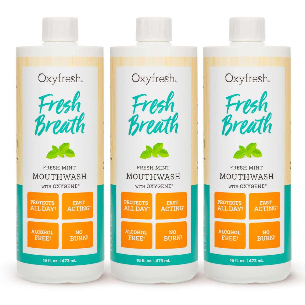 Oxyfresh fresh mint mouthwash bottle—alcohol-free and gentle for daily fresh breath.