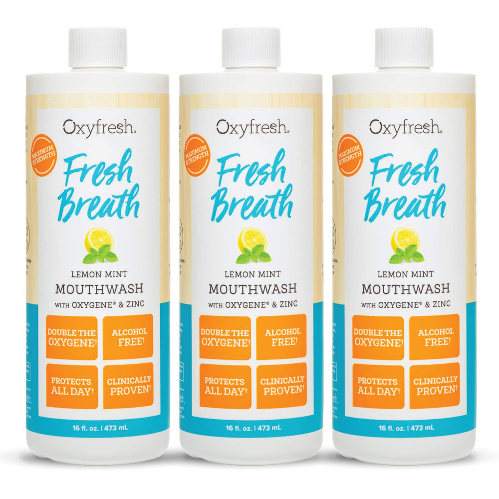 Oxyfresh Lemon Mint Mouthwash bottle for all-day freshness.