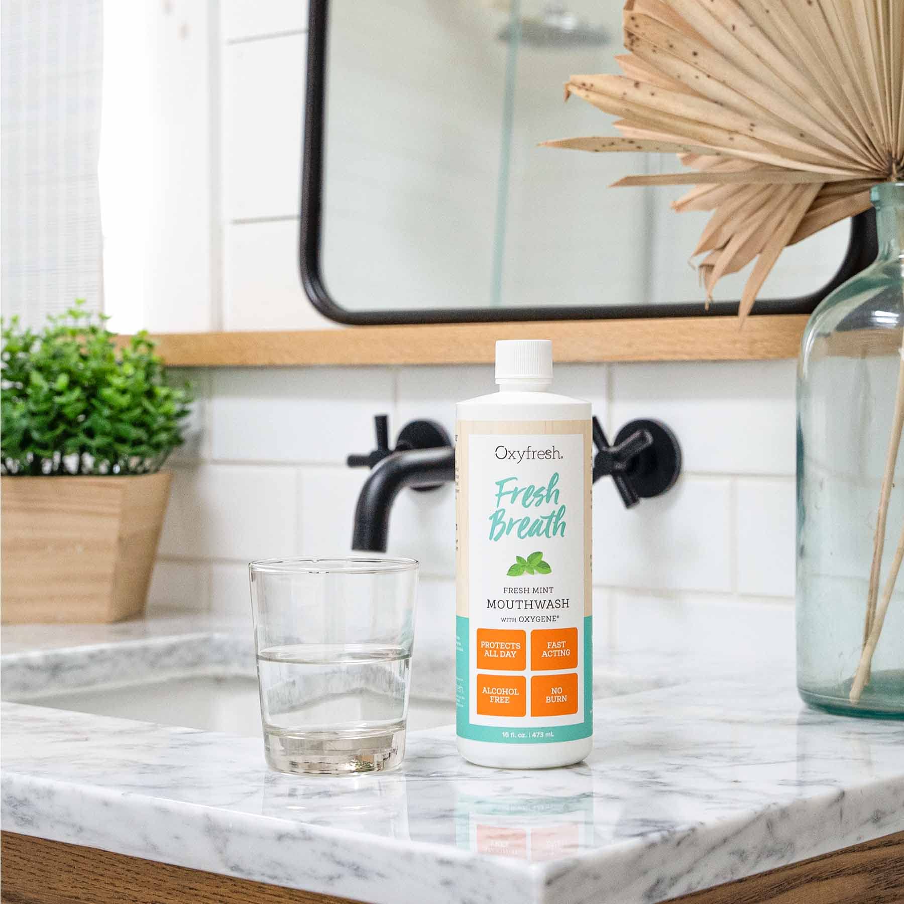 Oxyfresh pack of 3 mouthwash boxes—great value for ongoing freshness.