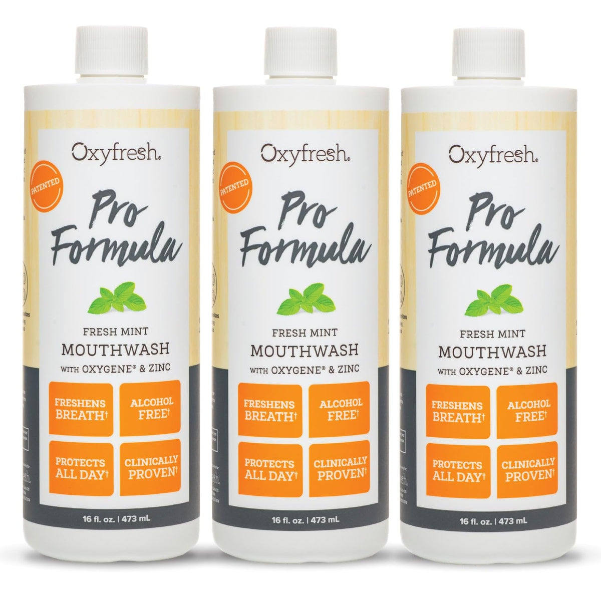 Oxyfresh Pro Formula Fresh Mint Mouthwash bottle for lasting fresh breath.
