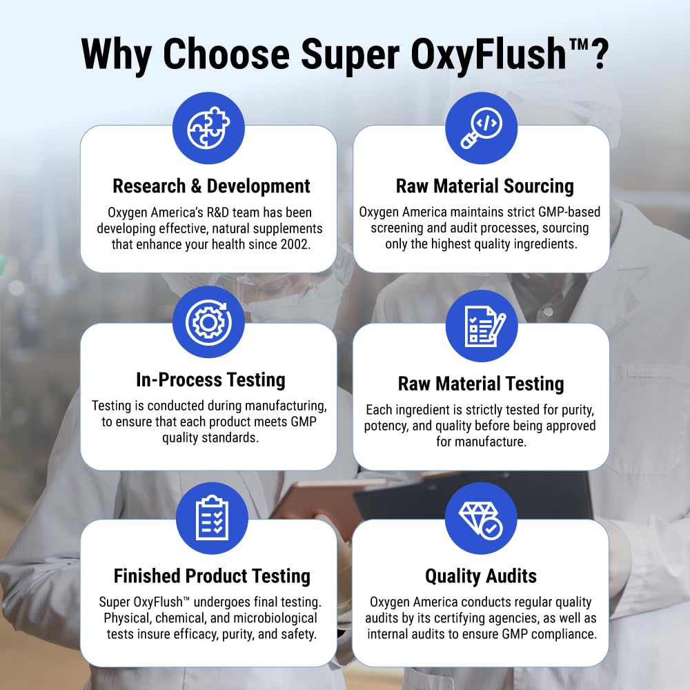 Super OxyFlush bottle front shows clear label and dosage for easy daily use.