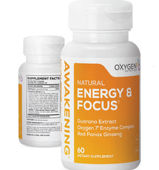 Oxygen Nutrition Awakening energy-pill bottle demonstrates a natural focus enhancement for daytime tasks.