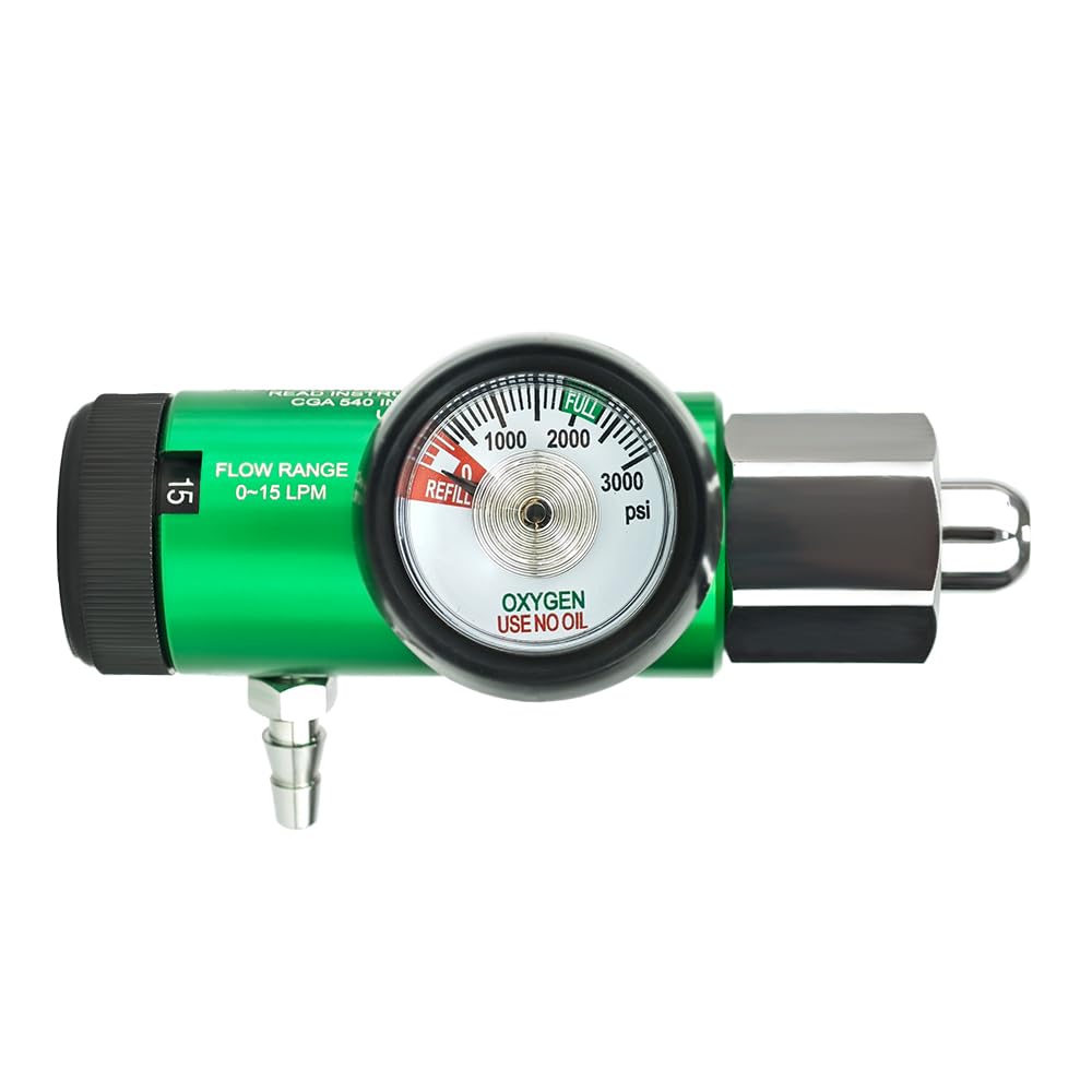 Oxygen regulator with CGA540 connection for stable gas delivery on the go