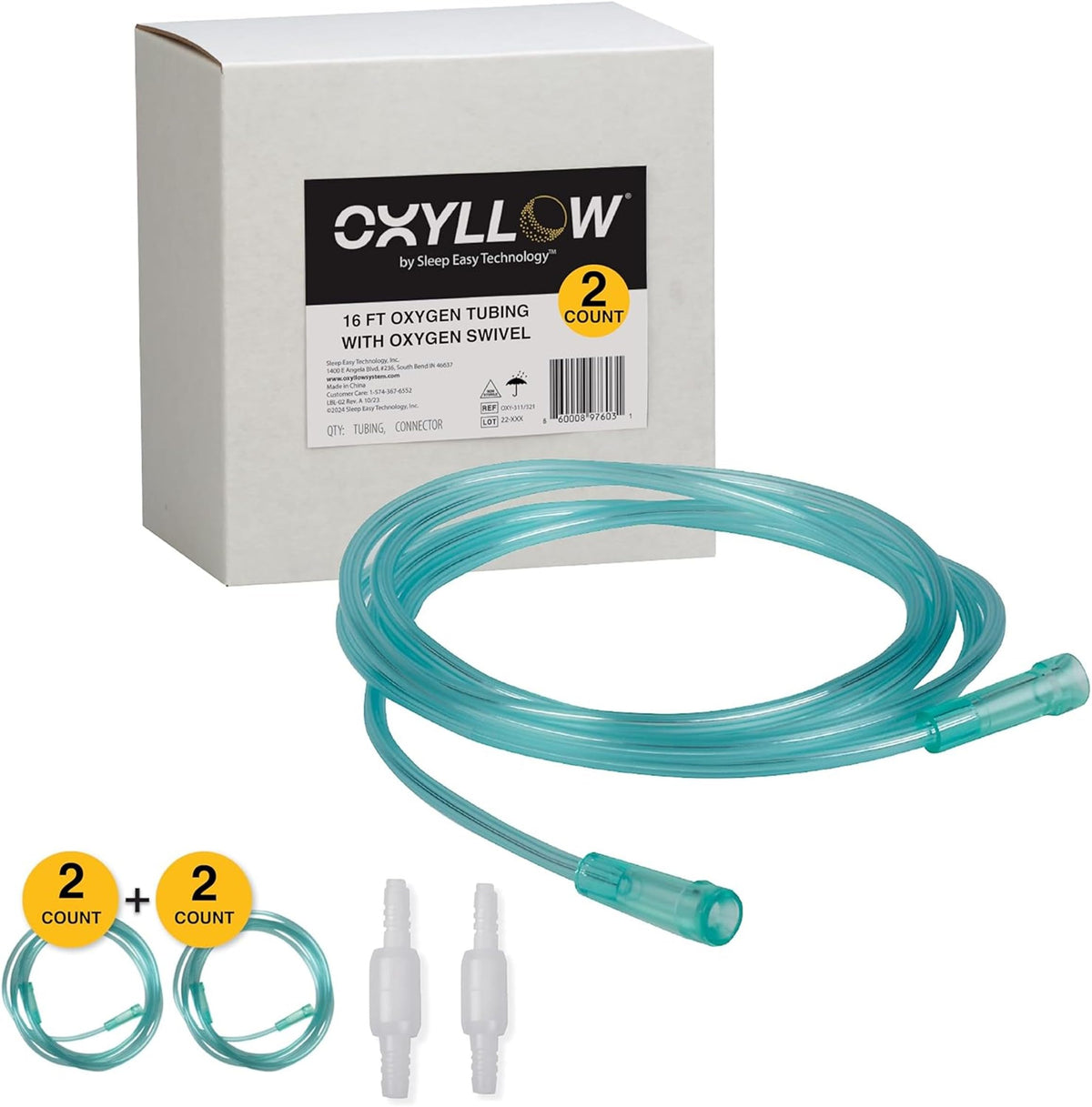 Oxyllow Premium 25ft tubing for reliable oxygen delivery with soft-touch comfort