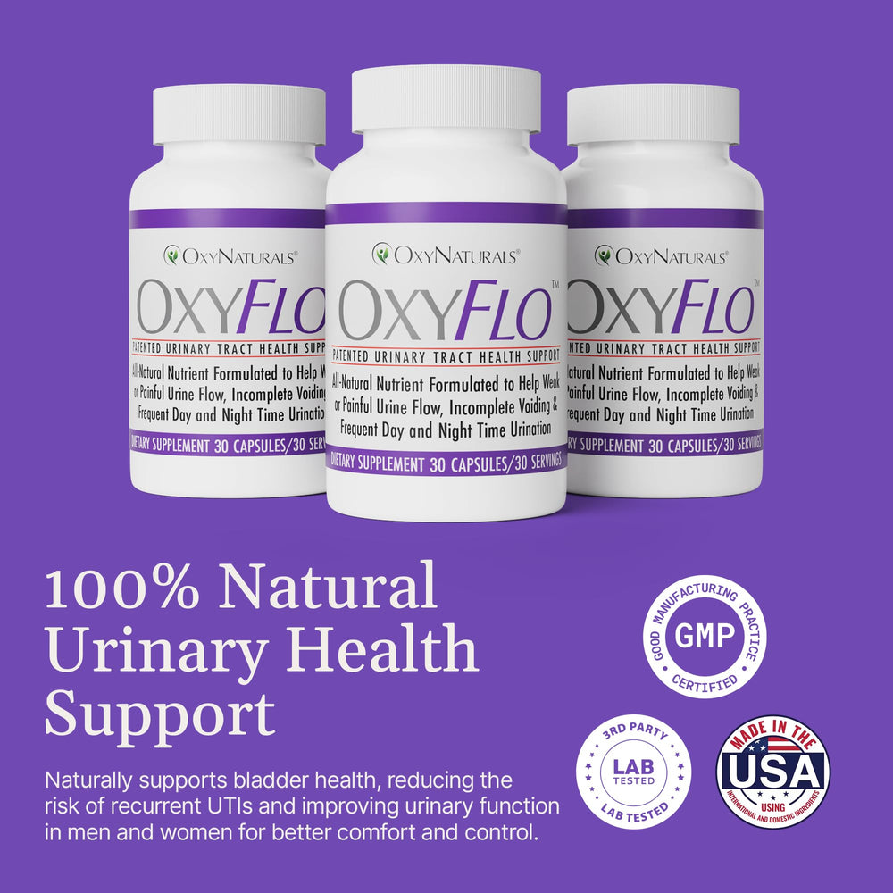 OxyNaturals OxyFlo label cranberry close-up emphasizing cranberry-derived ingredients.
