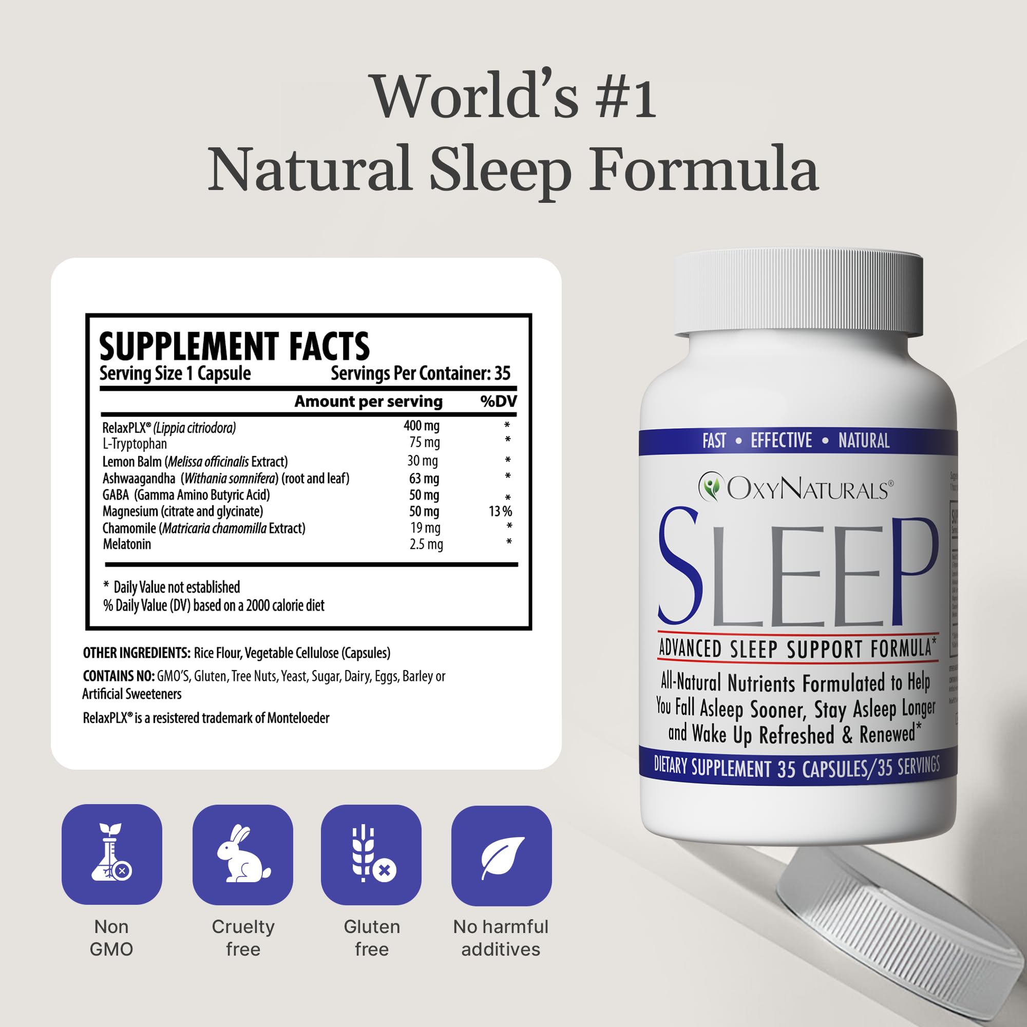 OxyNaturals Sleep bottle being poured for nightly use.