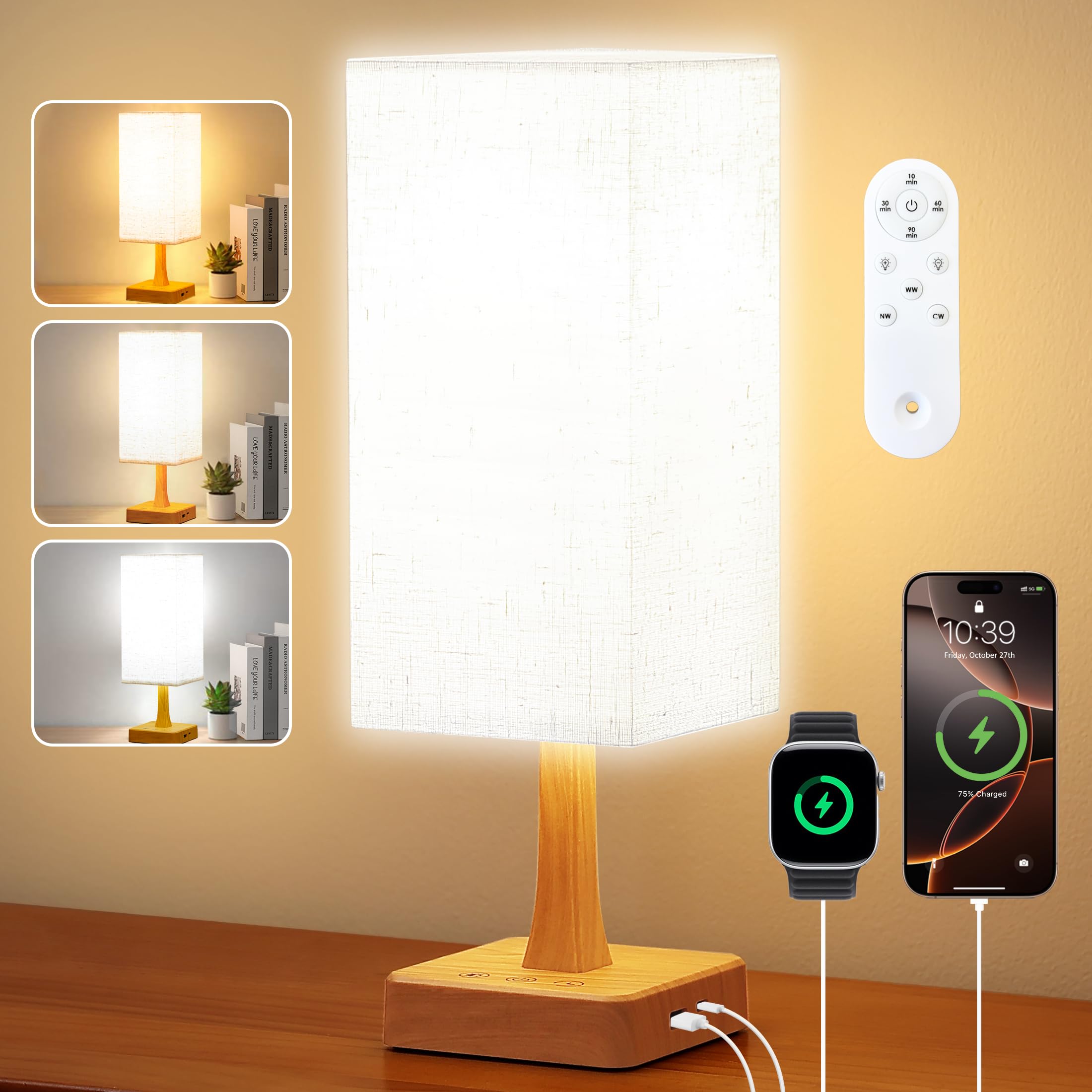 OYADISIIOP light therapy lamp close-up with beige shade for mood support