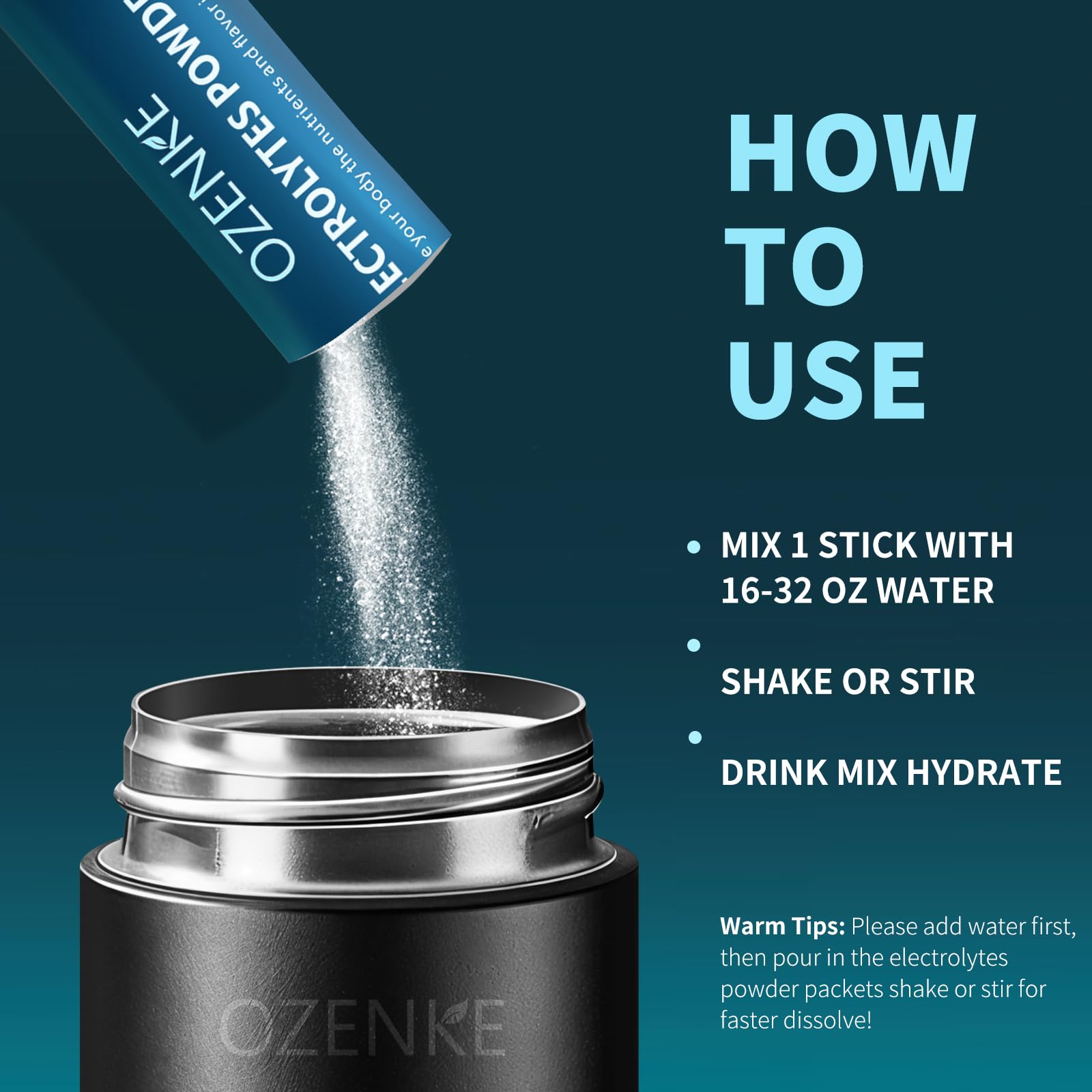 OZENKE strawberry powder dissolves quickly for easy hydration