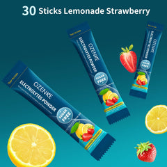 OZENKE electrolytes powder mixed in water in a glass for refreshing hydration
