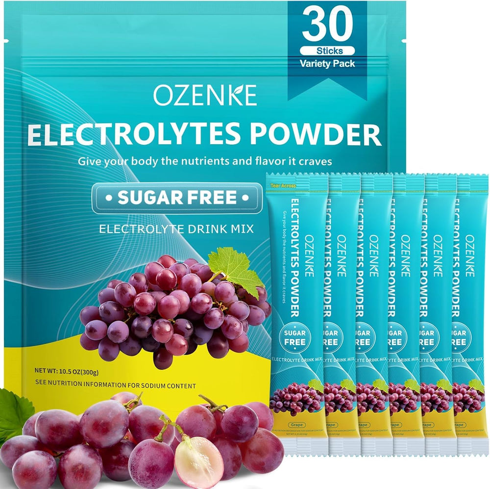 OZENKE Electrolytes Packet grape, front view, ideal for on-the-go hydration