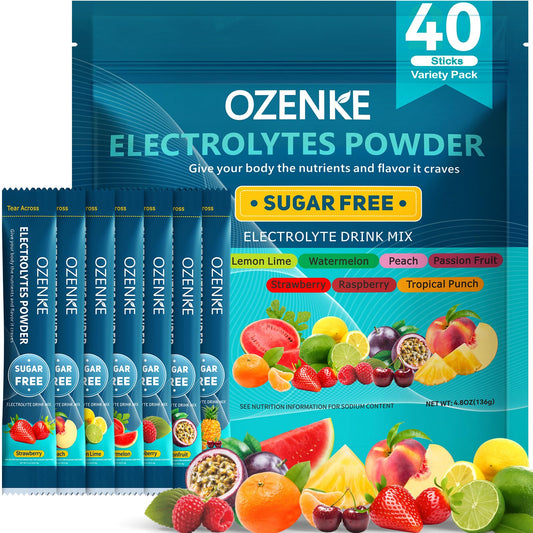 OZENKE electrolyte packets packaging for easy hydration on the go