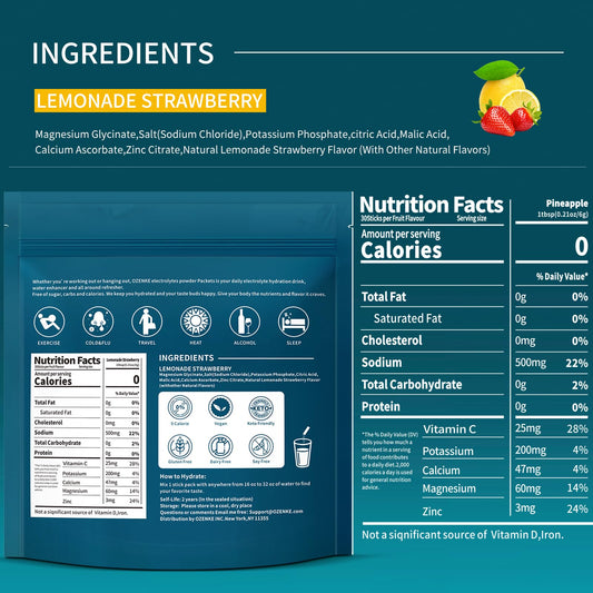 OZENKE strawberry electrolyte sticks offering sugar-free hydration on the go