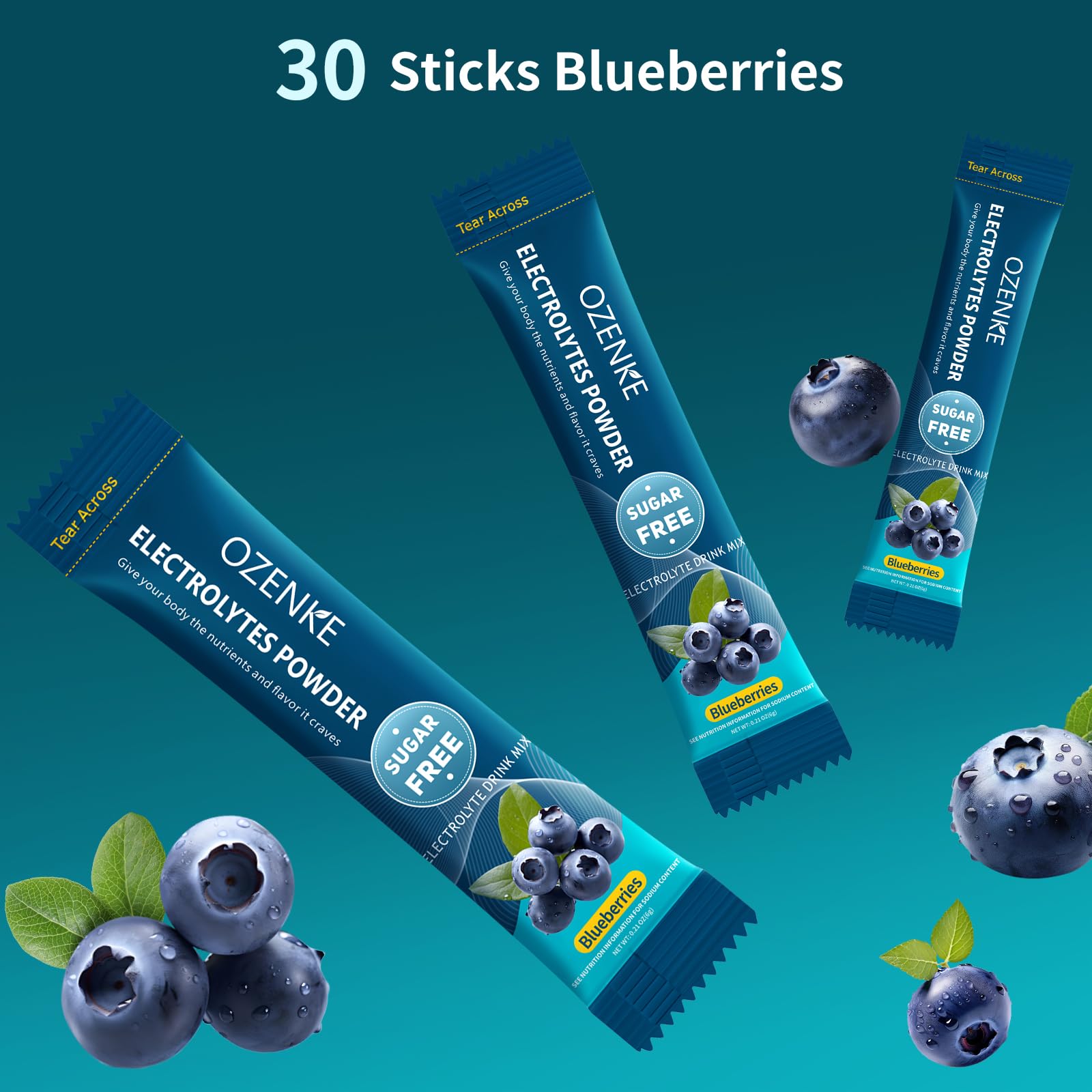 OZENKE electrolytes powder zero sugar packs highlight sugar-free hydration option