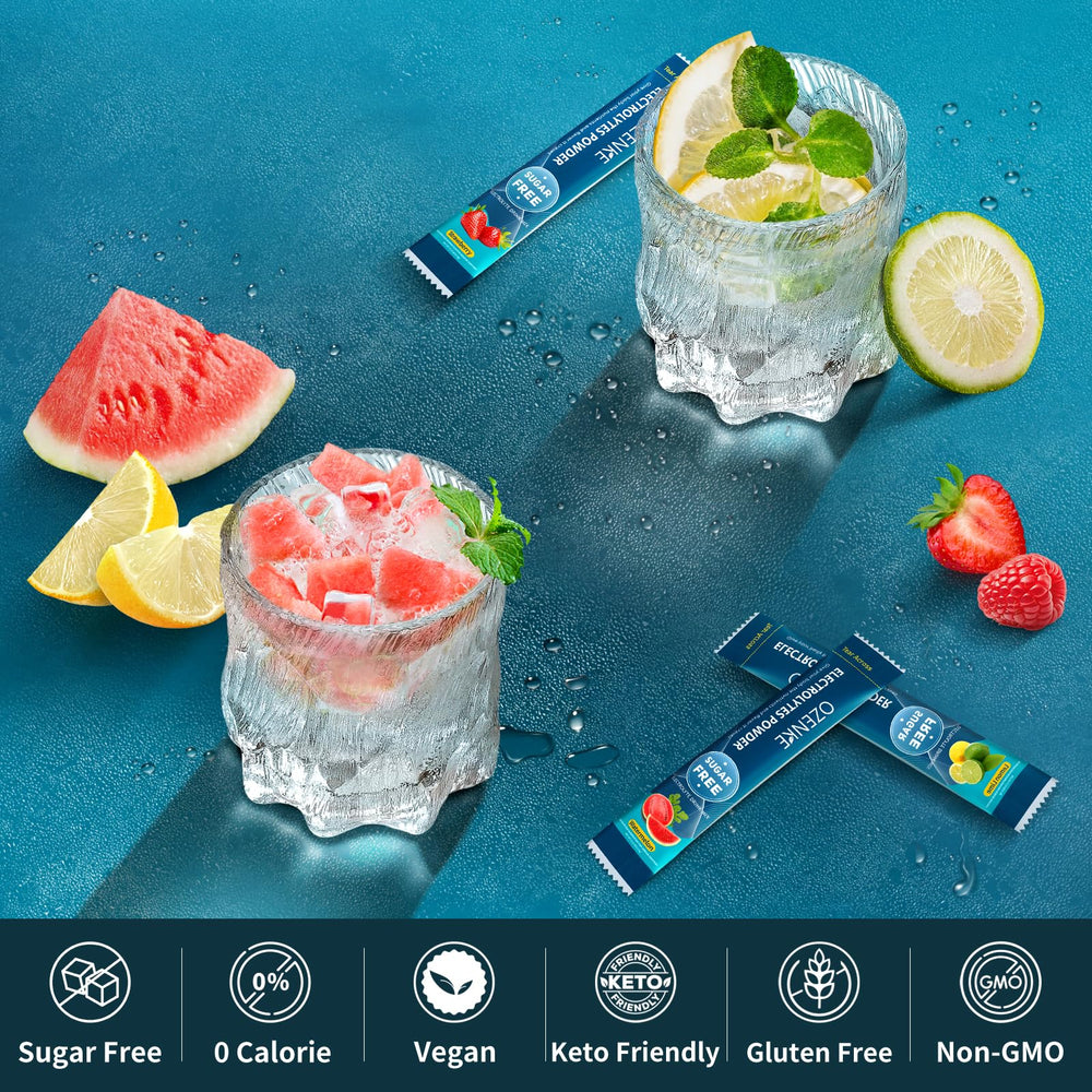 OZENKE lemon-strawberry flavor image ideal for daily hydration.