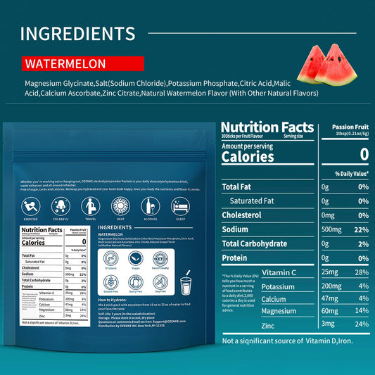 OZENKE Watermelon electrolyte stick open shows quick dissolution and flavor.