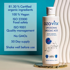 OZOVITA bottle label close-up emphasizes purity and quality controls.