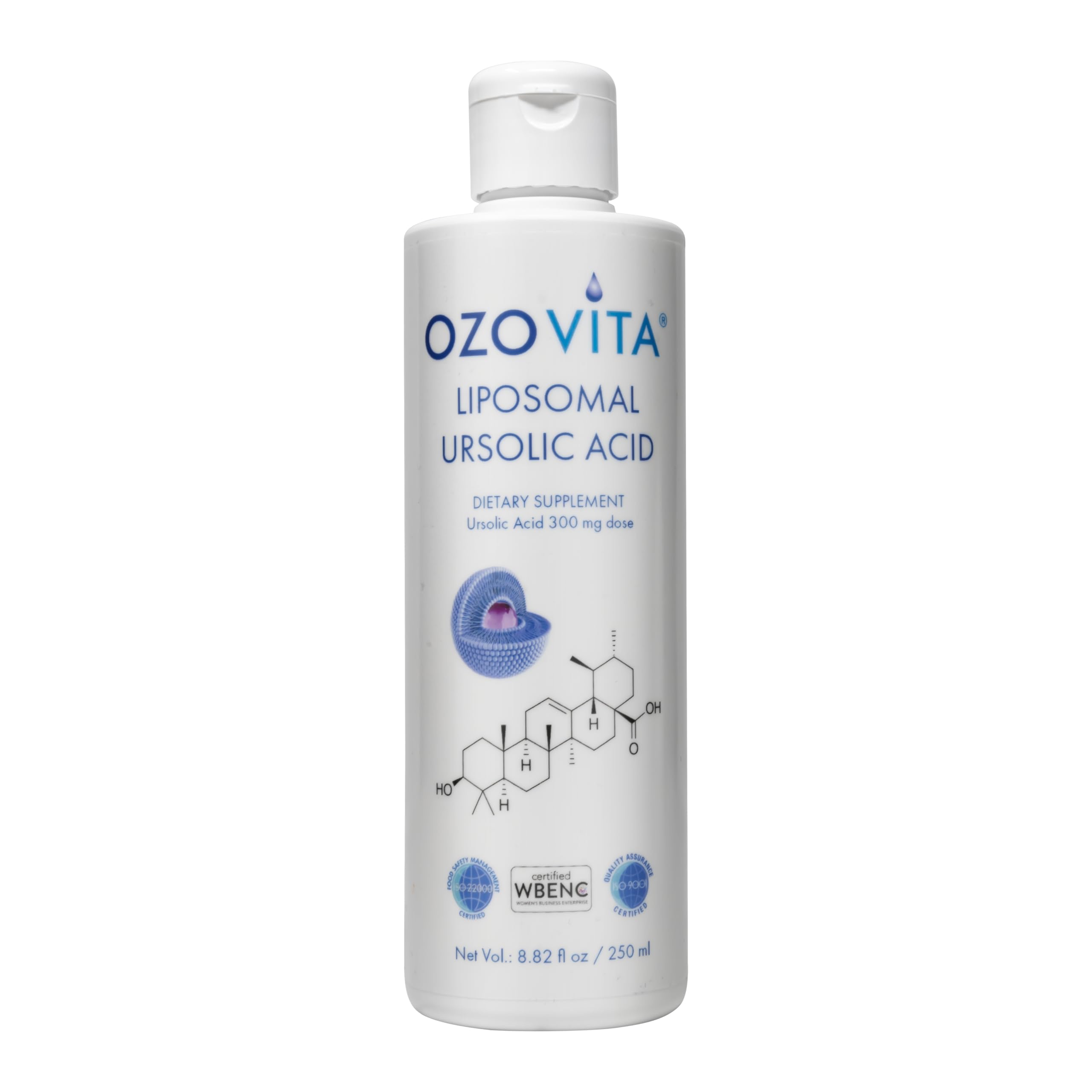 OZOVITA liposomal ursolic acid bottle showcases premium cellular support.