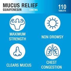 P Puregen Labs Mucus Relief tablet close-up showing bi-layer design for long-lasting effect