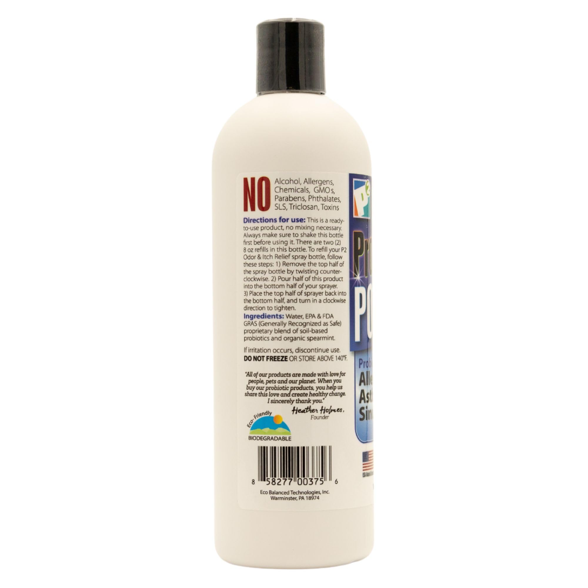 P2 Probiotic Power Allergy Refill ready for use on bedding, furniture, and vents for freshness