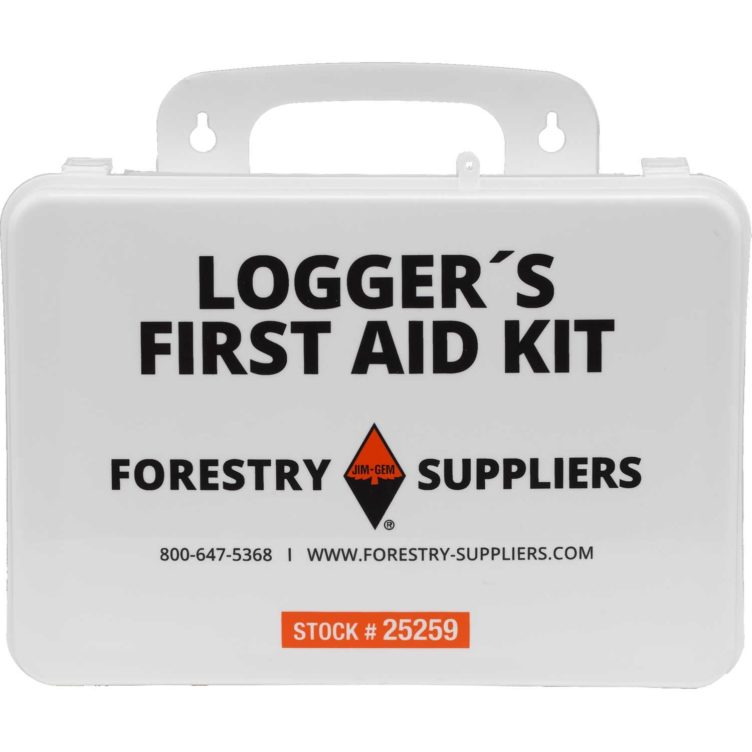 Pac-Kit Forestry Logger's First Aid Kit in a plastic case, ready for job site use.