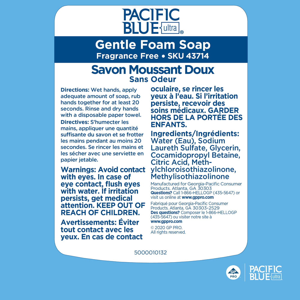 Pacific Blue Ultra foam bottle features a green seal for sustainability and waste reduction.