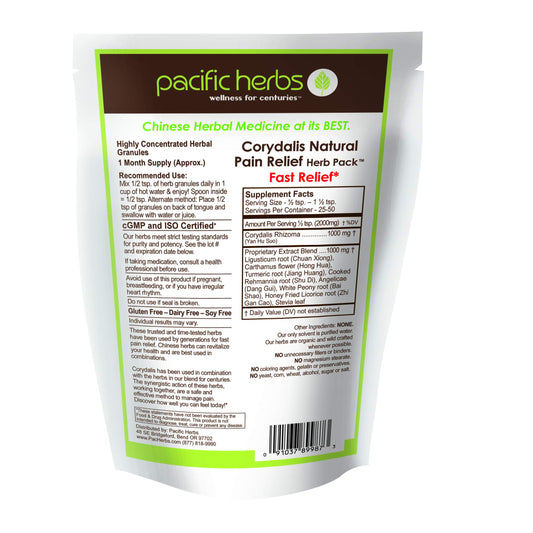 Corydalis granules pack for convenient herbal dosing.