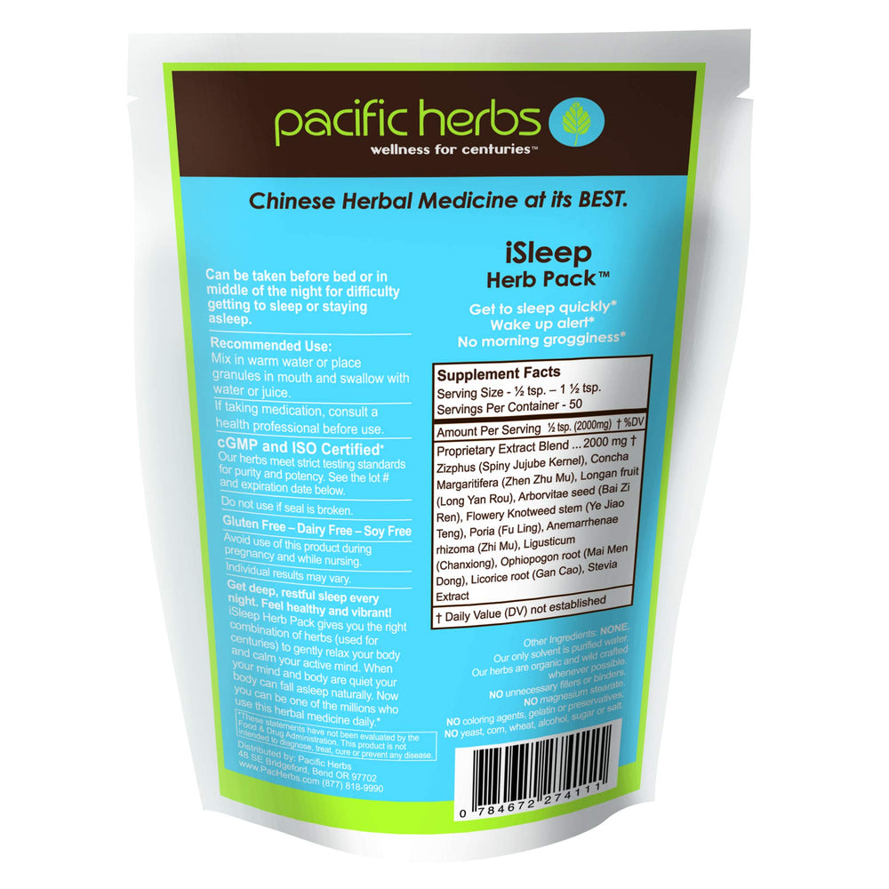 Pacific Herbs iSleep bottle on a nightstand signals natural sleep support.