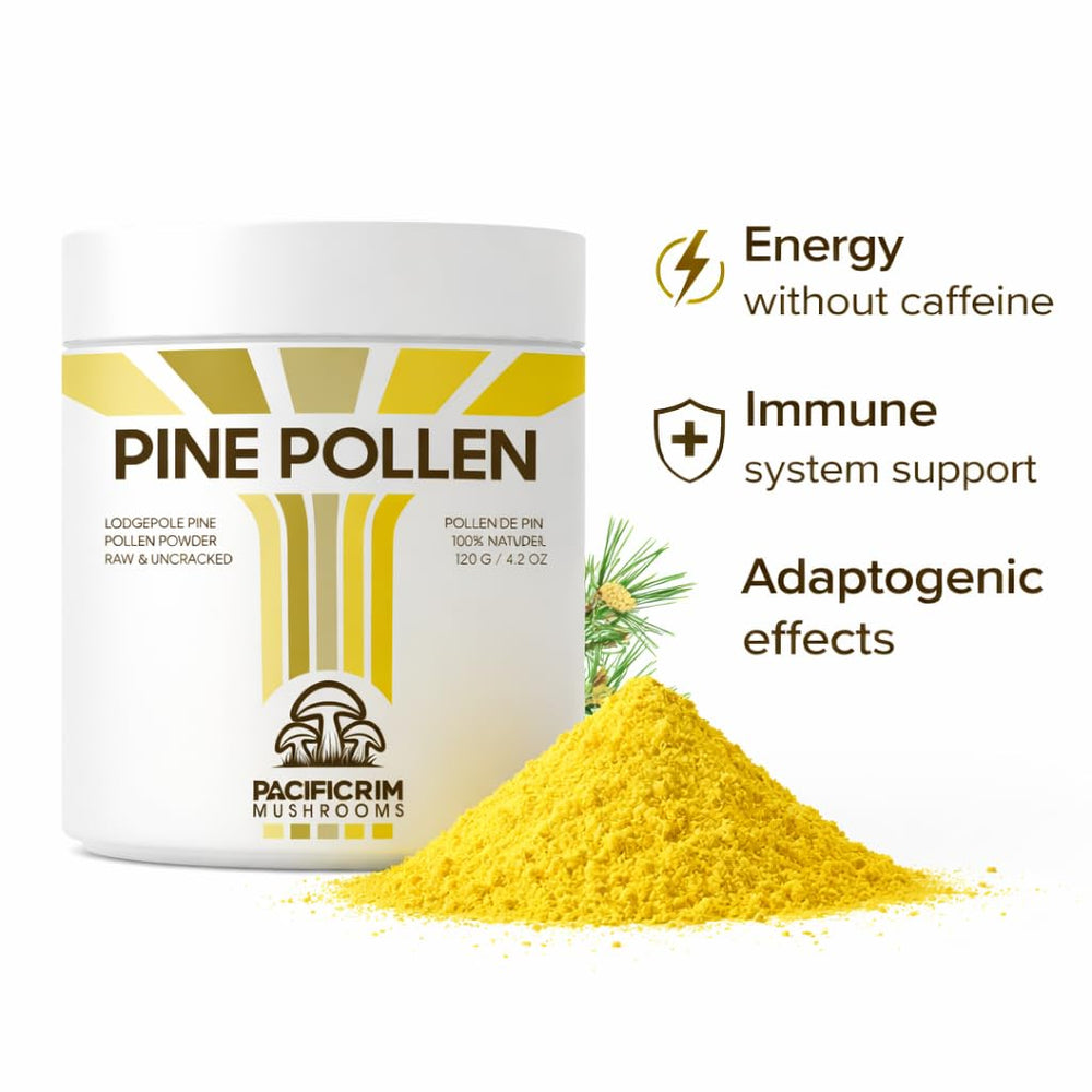 Pacific Rim Mushrooms Pine Pollen Powder in smoothie, showing texture.