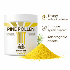 Pacific Rim Mushrooms Pine Pollen Powder in smoothie, showing texture.
