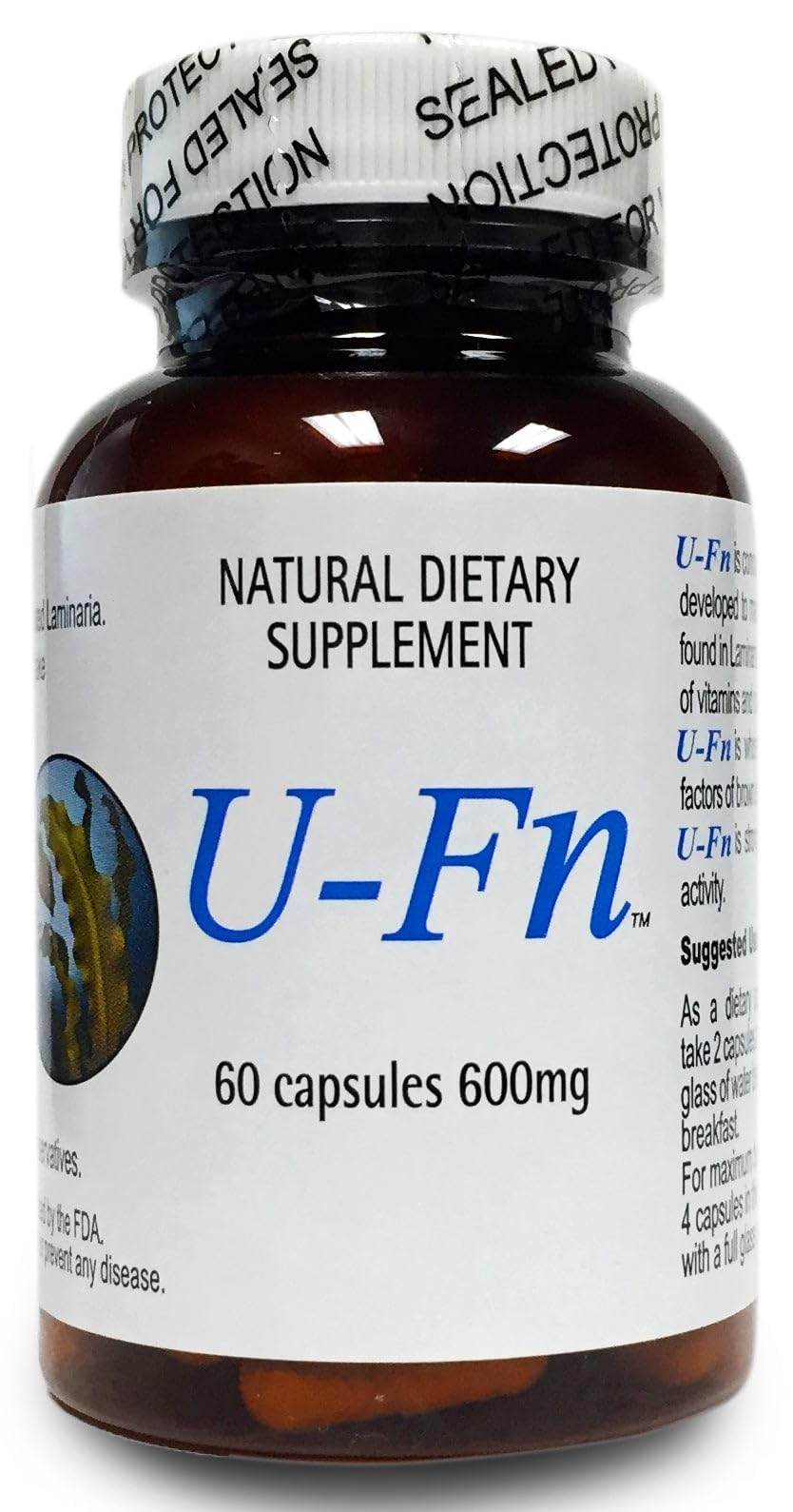 Pacific Standard U-Fn bottle front view showing 600 mg capsules for daily use.