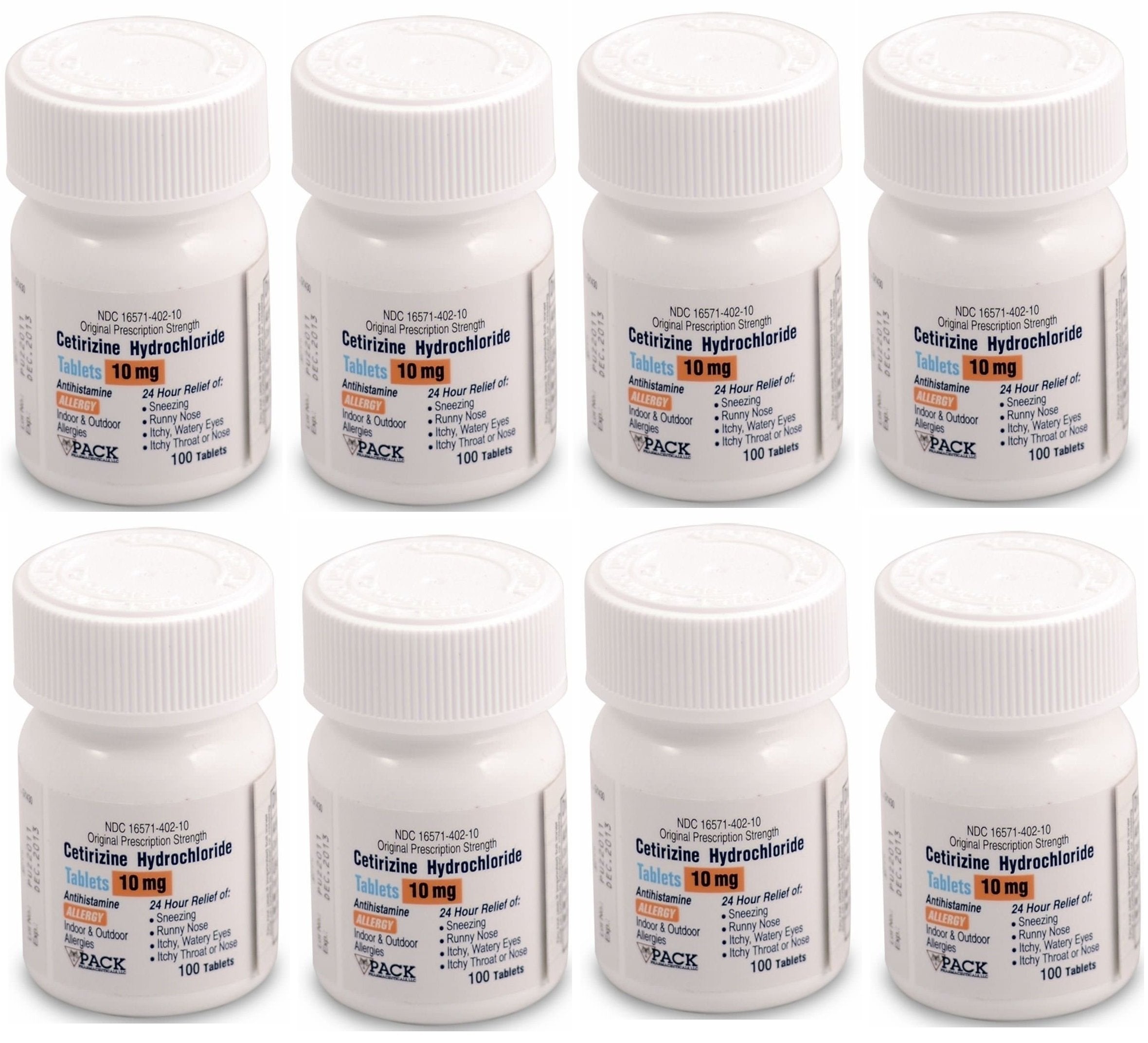 Pack Pharmaceuticals Cetirizine 10 mg bottle on a clean label, ready for daily allergy relief.