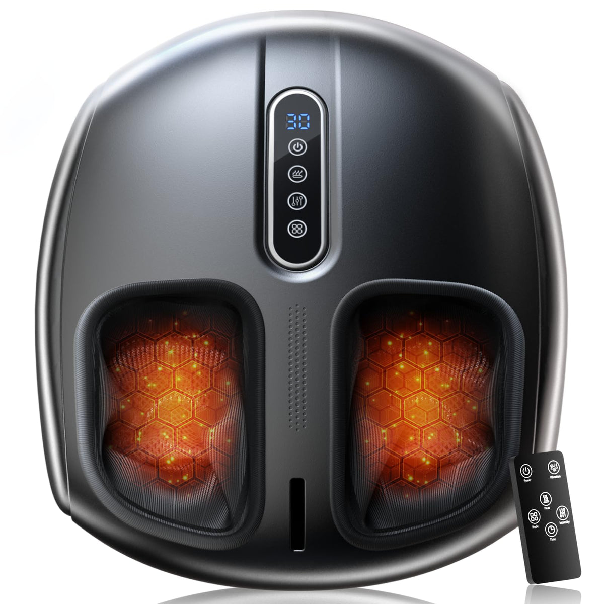 PACOVY Shiatsu Feet Massager front view with intuitive controls for convenient home relief.