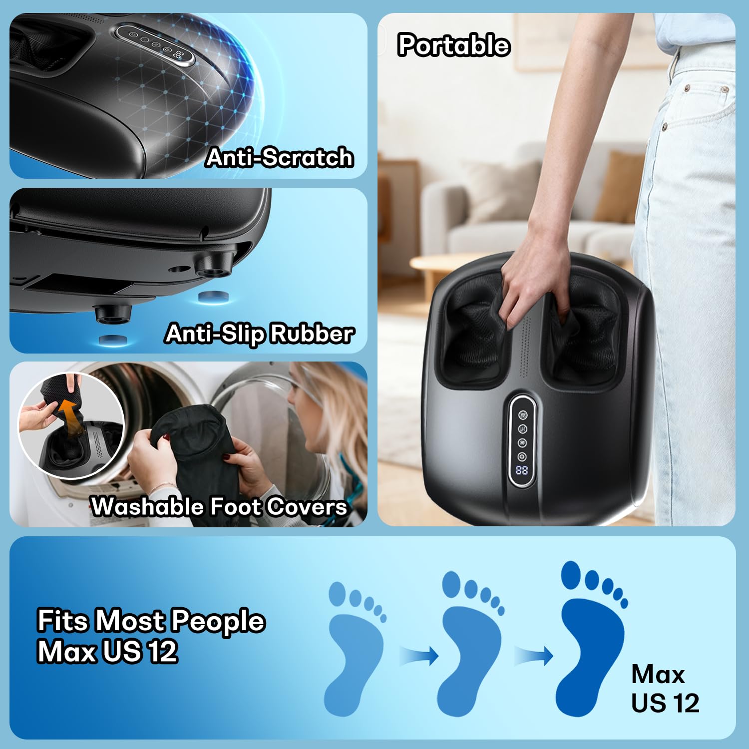 PACOVY Shiatsu Feet Massager heat function in action for warming comfort.