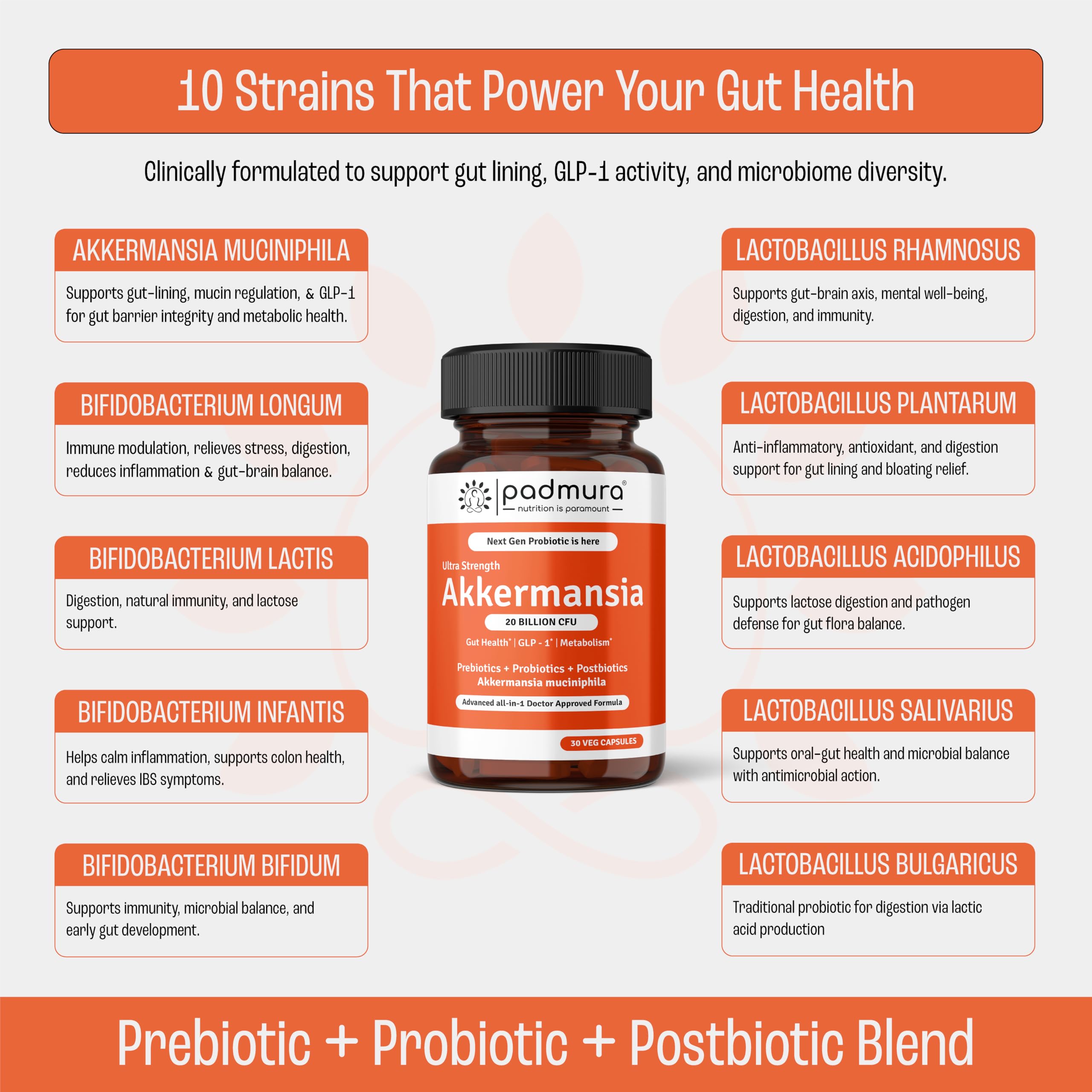 PADMURA bottle with subtle GLP-1 production graphics