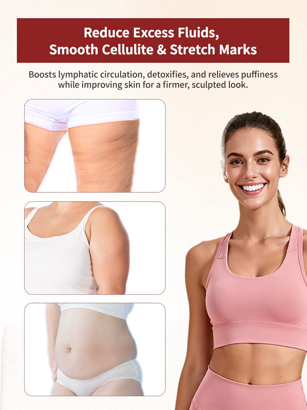 Paiaito lymphatic drainage massager used on abdomen to support contouring and circulation