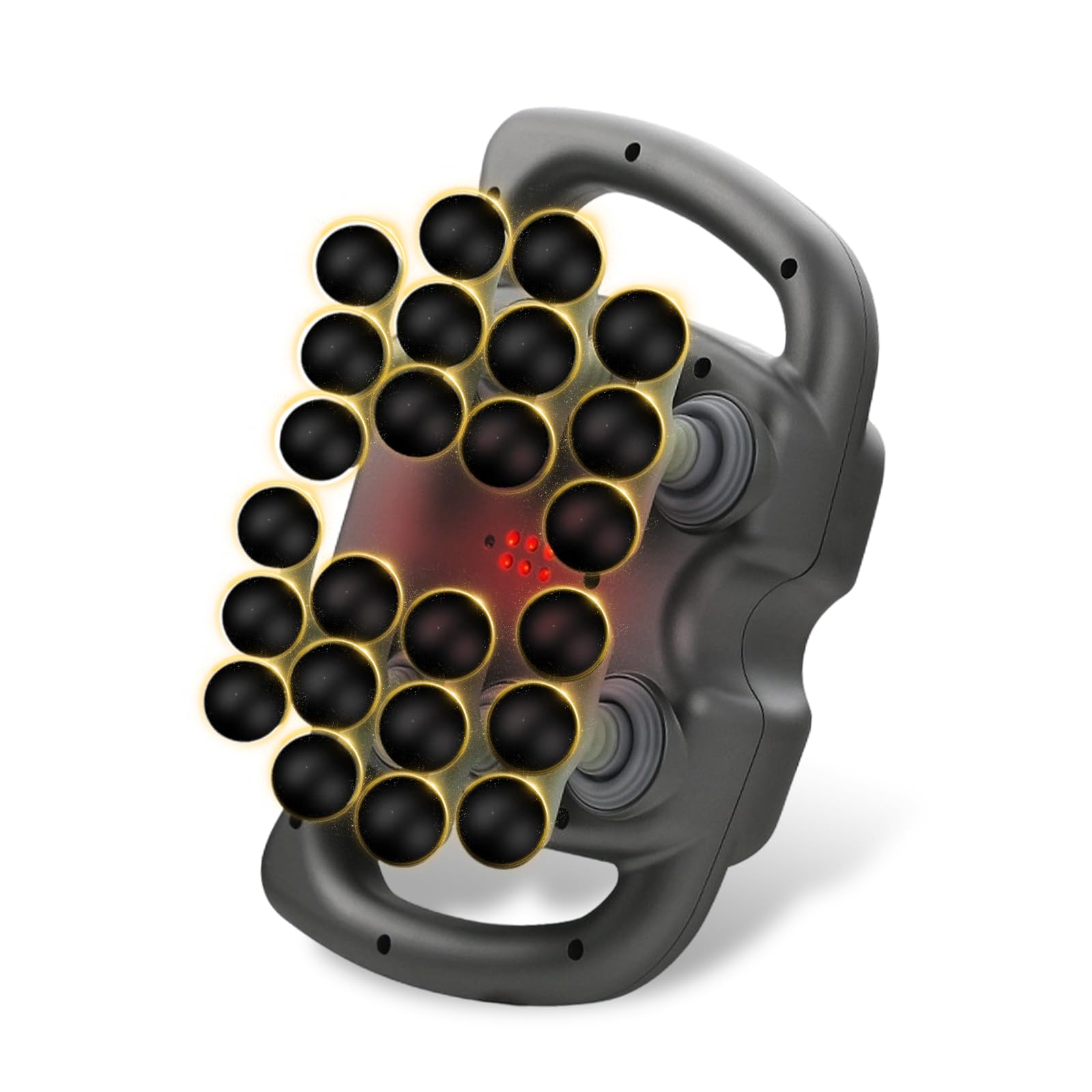 PakaLife 16-Drive massage gun front view with 16 heads for deep tissue relief.