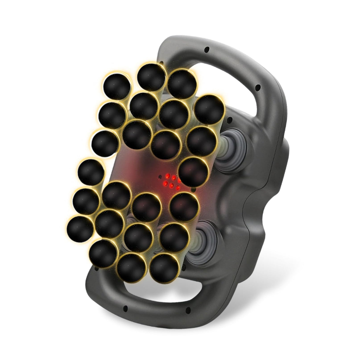 PakaLife 16-Drive massage gun front view with 16 heads for deep tissue relief.