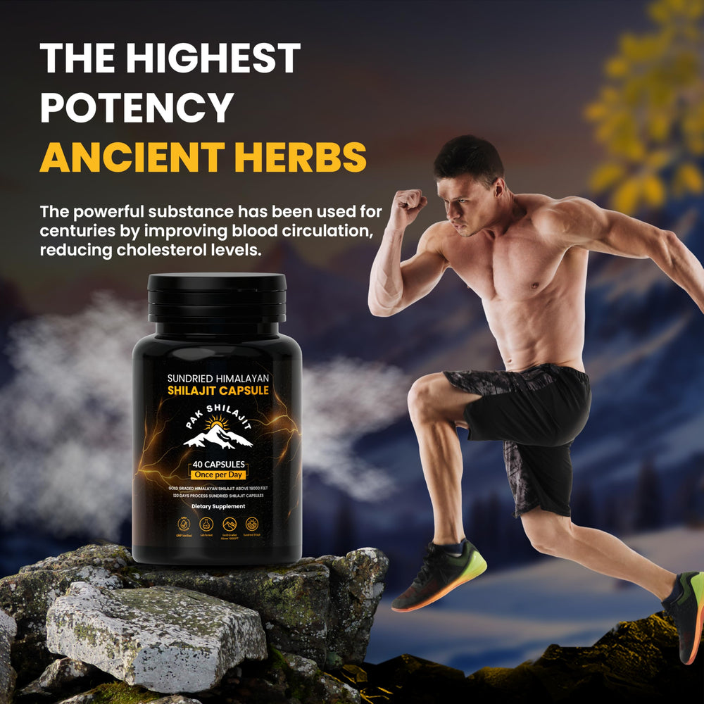 PakShilajit packaging box beside bottle emphasizes premium build.