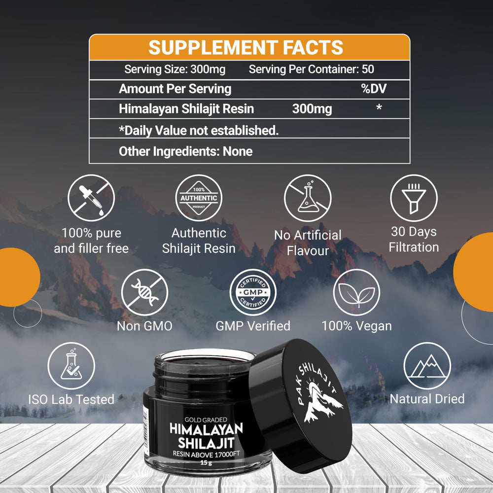Wild crafted Himalayan PakShilajit packaging conveys purity and traditional sourcing