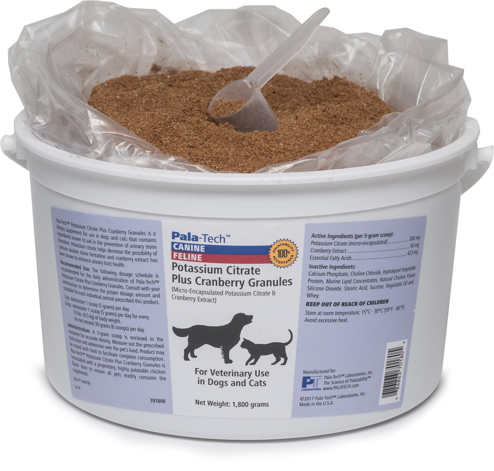 Pala-Tech potassium citrate plus cranberry granules for dogs bottle supports bladder comfort and urinary health