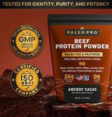 Paleo Pro powder mixed in water creates a smooth cacao shake.