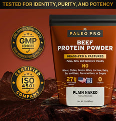 Powder being stirred into a glass of water with PaleoPro labeling visible.