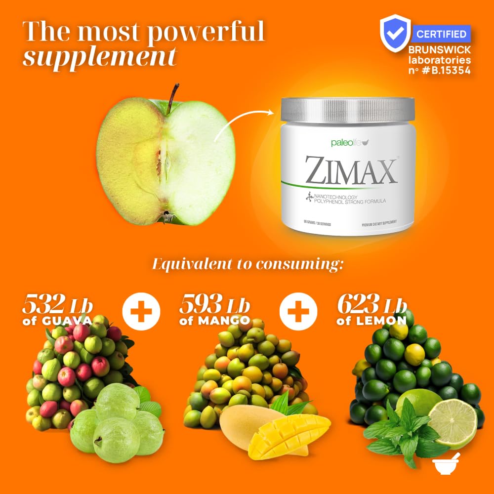 Paleolf ZIMAX label close-up highlighting ORAC value and ingredients.